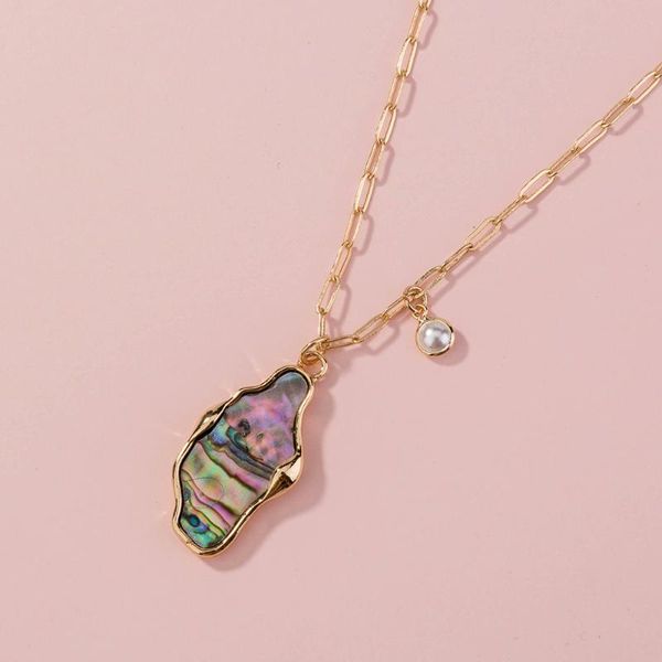 

pendant necklaces fashion resin colorful abalone shell fresh pearl bead charm necklace jewelry party gift, Silver