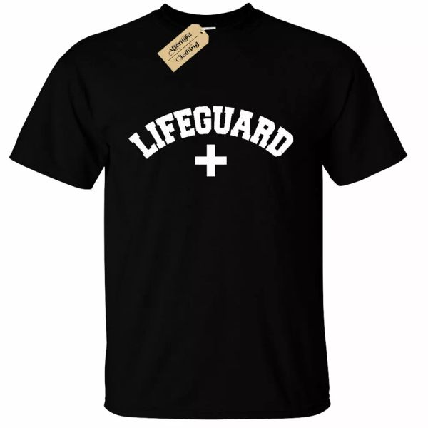 

men rescuer tshirt beach summer uniform work, White;black