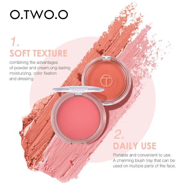 O.Two.o Bouncy Blush Makeup Makeup Lightweight Face Blusher Natural Rouge Rouge Cheek Pêssego Contornando Para Cosméticos