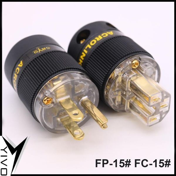 

smart power plugs 2pcs/lot hifi pure copper plating gold electrical connector fp-15 & fc-15 speaker cable us plug adapter