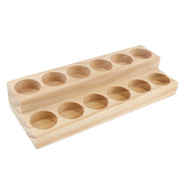

wood essential oil displaying rack 2 tiers organizer for 12pcs 15ml bottles