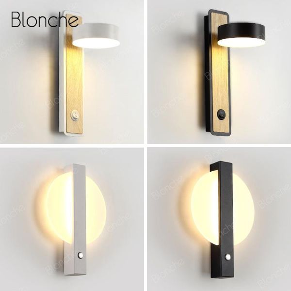 

wall lamps modern led wooden creative light bedside lamp for hallway bathroom bedroom fixtures indoor decor sconce