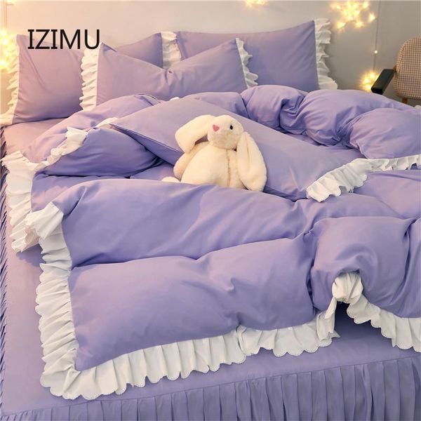 

bedding sets solid double patchwork duvet covers modern bedclothes set 3/4pcs size single  king quilt cover bed skirt