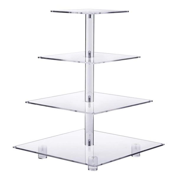 

other bakeware 4-tier cake plate stand led light string cupcake holder acrylic display wedding party decoration tool