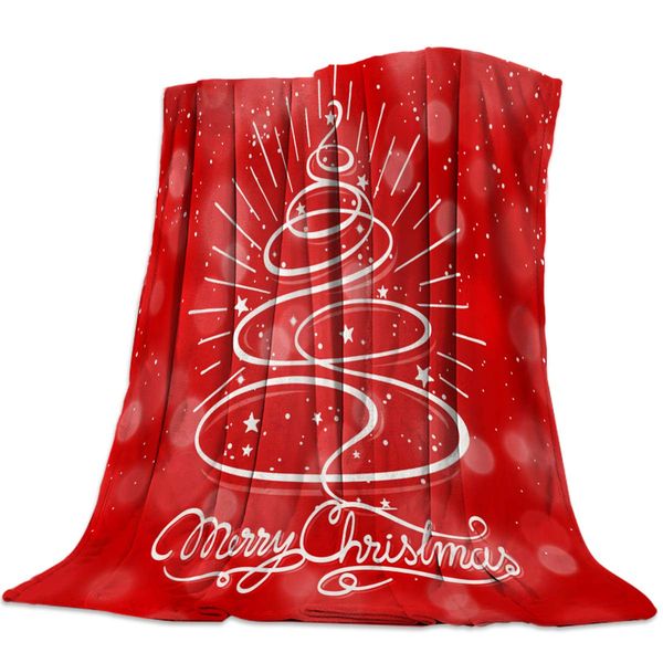 

fluffy plush flannel fleece throw blanket, christmas tree line texture star and snowflake luxury lightweight warm cozy travel