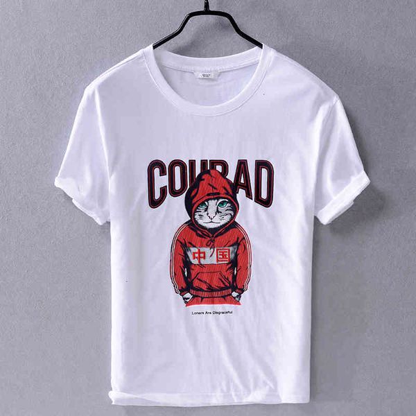 

men's t-shirts summer cotton short-sleeved mens t-shirt print embroidery loose trend casual t shirt brand fashion tshirt for men dig7, White;black