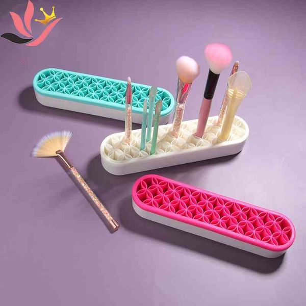 

creative silicone display beauty tools deskplacement box lipstick storage cosmetic brush drying rack