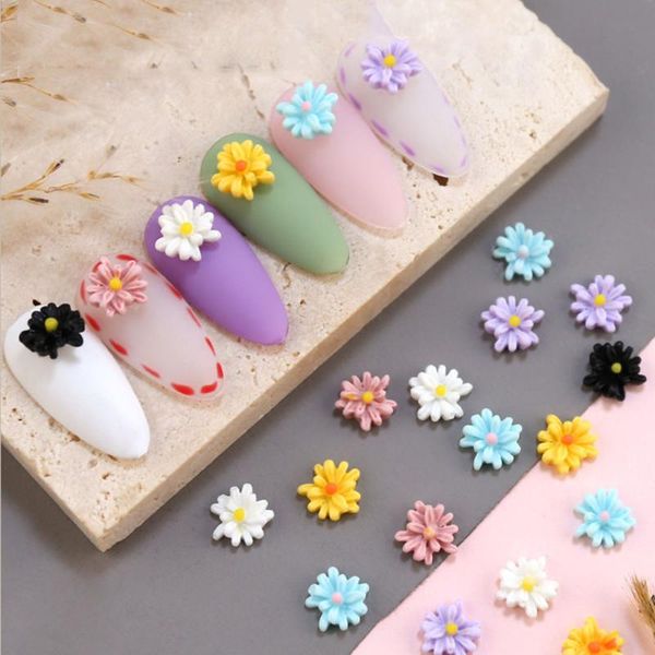 

nail art decorations small daisy nails accessories 3d japanese mixed candy color resin manicure charm, Silver;gold