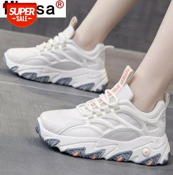 

2021 new women's sneakers fashion shoes solid color mesh platform spring comfortable lace-up shallow casual #lx5y