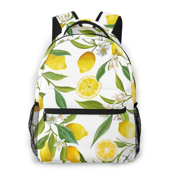 

backpack fruits lemon floral pattern for teenagers boys children student school bags laptravel shoulder bag