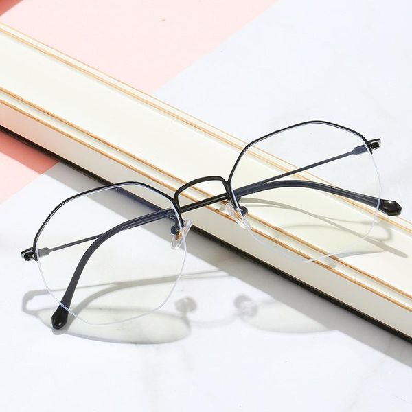 

fashion sunglasses frames anti blue light glasses men metal reading goggle eyewear optical gaming computer for women transparent eyeglasses, Black