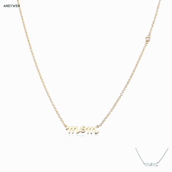 

chains andywen 925 sterling silver gold letters mama pendant choker necklace long chain fine jewelry wedding rock punk luxury