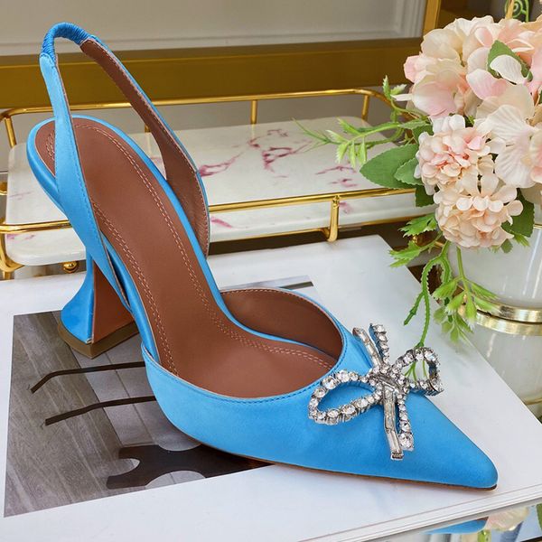 

womens sandals amina sandals fashion bowtie water drill buckle silk cloth shoes genuine leather sole 9.5cm heels women shoe us size 4-11 3lo, Black