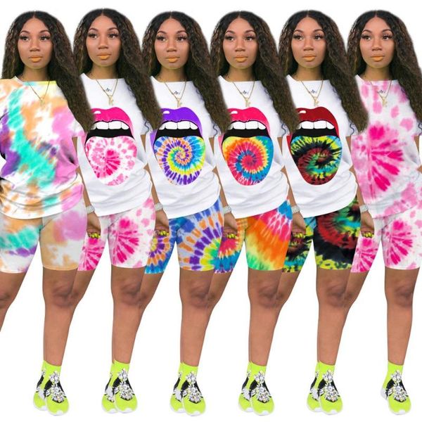 

women's jumpsuits & rompers women printed outfit sports short sets casual pants suit two piece tracksuit set workout clothes summer, Black;white