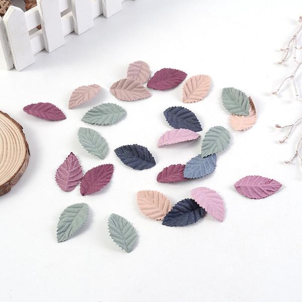 

decorative flowers & wreaths 50pcs/lot 3.5cm autumn color leaves artificial flower diy handmade wreath scrapbook wedding home decoration gif