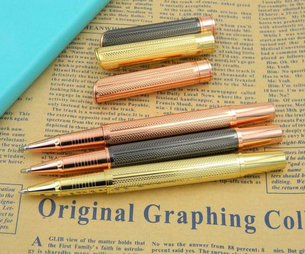 

ballpoint pens 1pc black stainless wave gun gray rose golden rollerball pen, Blue;orange