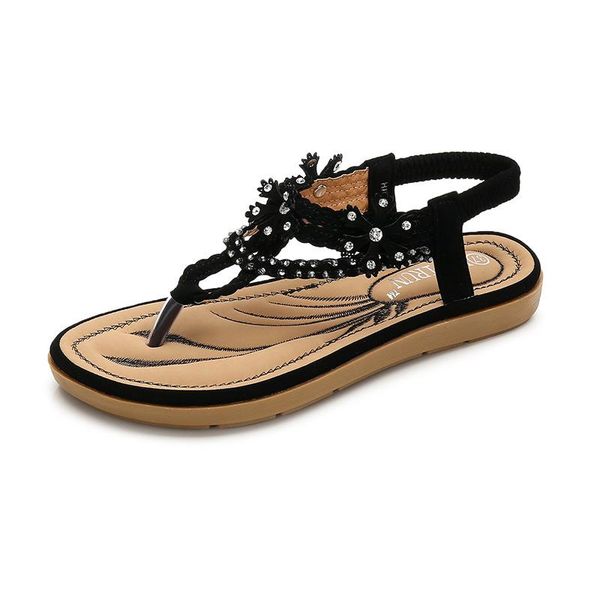 

hand weaving diamonds stripes and flowers women suede flip-flop sandals ft. embroidery padded lambskin feet, Black