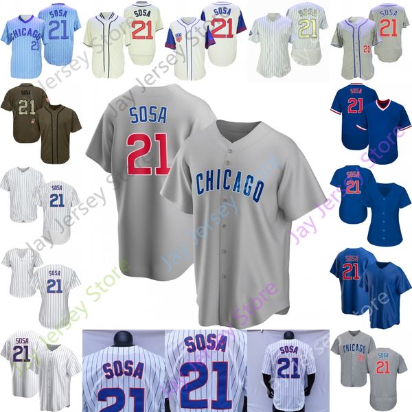 Sammy Sosa Jersey Vintage 1929 1942 Cream 2016 WS Gold Grey Blue Pullover Pinstripe Fans Player Women Salute to Service All Stitched Size S-3XL