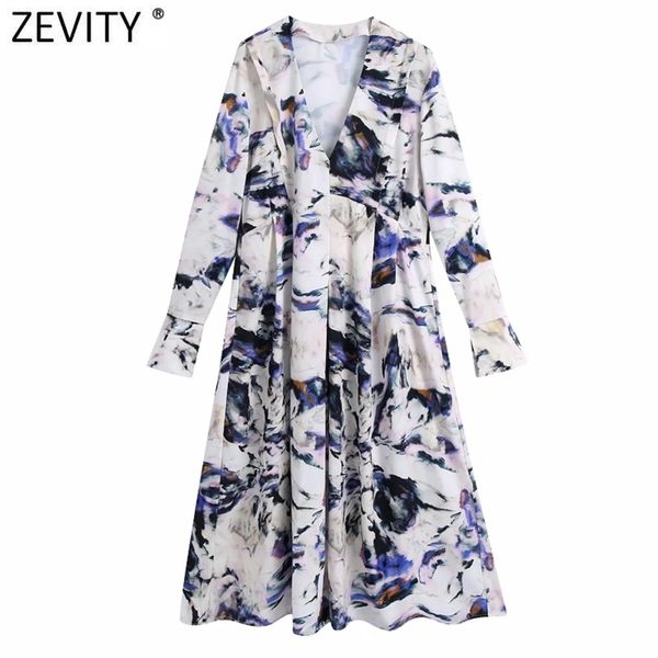 

women vintage ruffles v neck ink tie dyed casual loose midi dress female chic long sleeve kimono vestido ds4918 210416, Black;gray