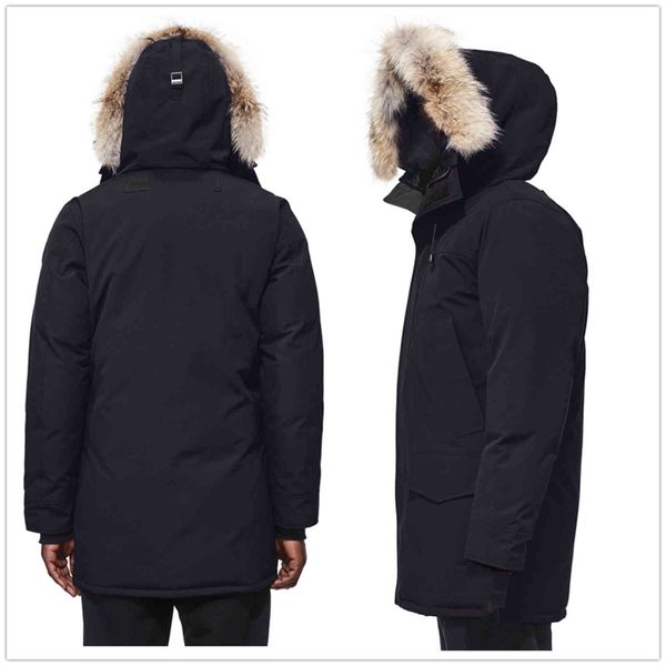 

men's down & parkas outerwear coats winter outdoor leisure sports down jacket white duck windproof parker long leather collar cap warm, Black