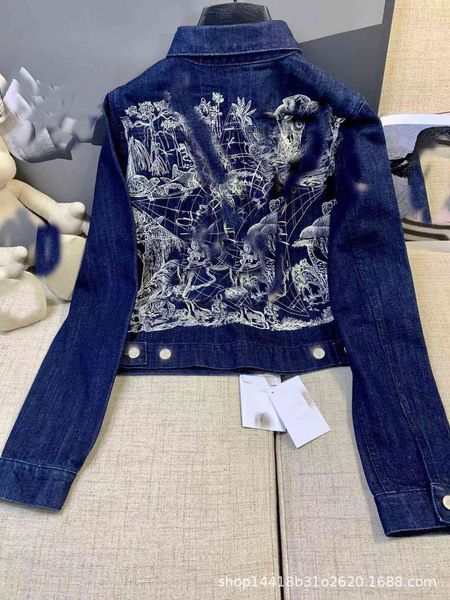 

jacket d family 21 early autumn jungle animal jacquard embroidery pattern short denim women's coat 12, Black;brown
