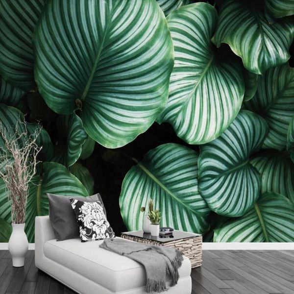 

wallpapers custom 3d wallpaper mural green leaf rural style modern minimalist texture living room background wall decoration wallpape