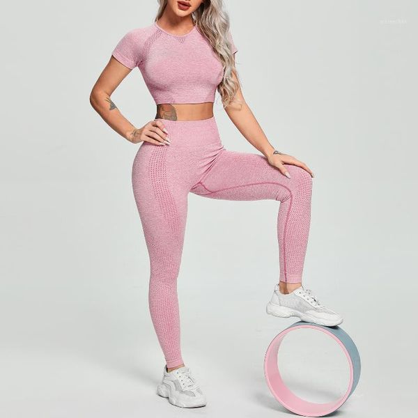 

yoga outfit clothing set tracksuit women sportswear sports fitness t-shirt athletic wear gym seamless leggings workout pants