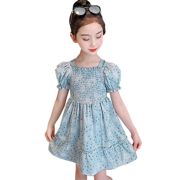 

dress for girls plaid pattern es summer party children casual style girl costume 6 8 10 12 14 210528, Red;yellow
