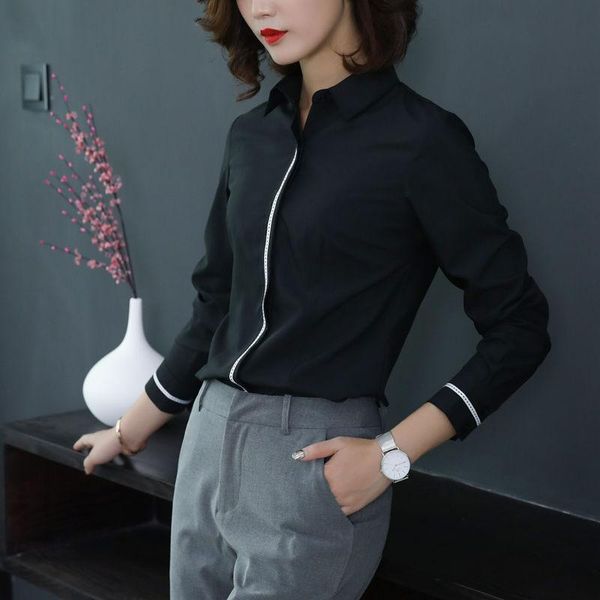 

women's blouses & shirts women 2021 spring autumn shirt female long-sleeved casual work wear solid ol blouse lady elegant blusas ropa d, White
