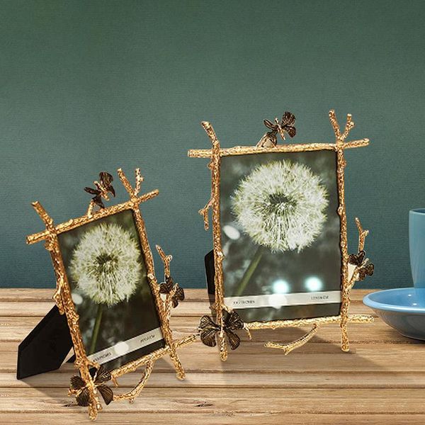 

frames vintage golden nordic metal butterfly po frame family portrait nightstand desksquare picture home decor