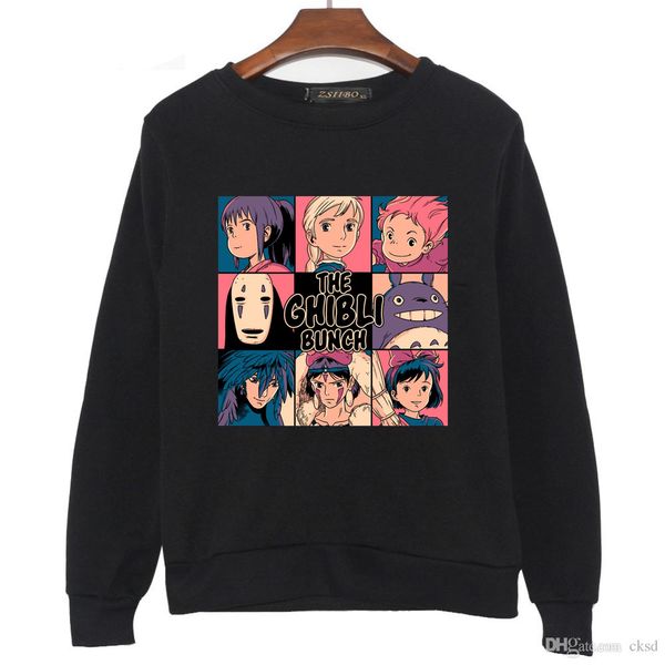 

women's hoodies & sweatshirts zsiibo japanese anime chinchilla hoodies men's studio ghibli hayao miyazaki men and women cartoon c, Black