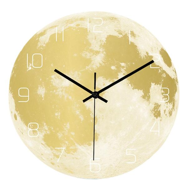 

wall clocks clock acrylic material high gloss moon design creative silent movement dry battery power frameless mordern home decoration