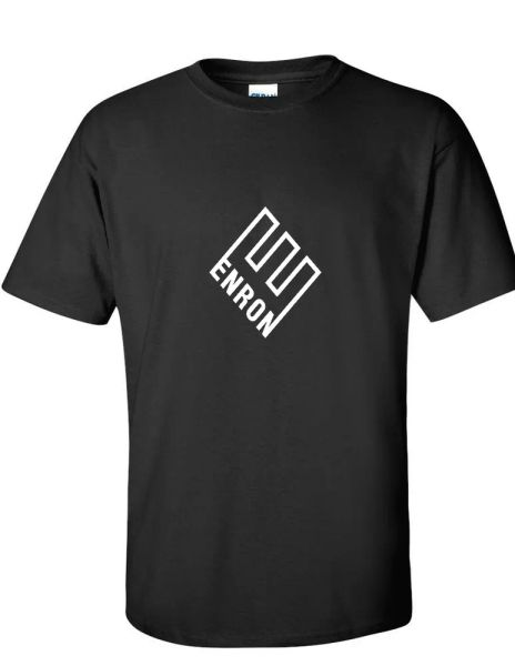 

Enron White Logo Bankrupt Company Cotton Black Cotton T-shirt, White;black
