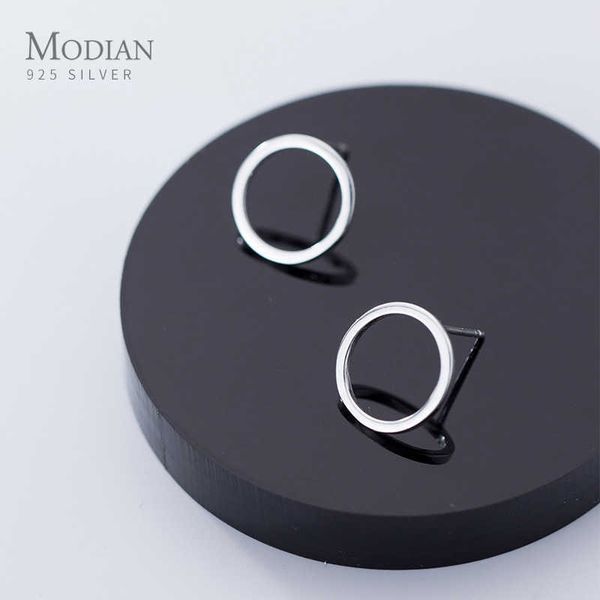 

simple geometric stud earring for women fashion 925 sterling silver round ear fine jewelry 210707, Golden;silver
