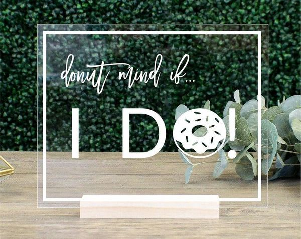 

party decoration donut bar table sign acrylic wedding sweets cake clear signage calligrapher