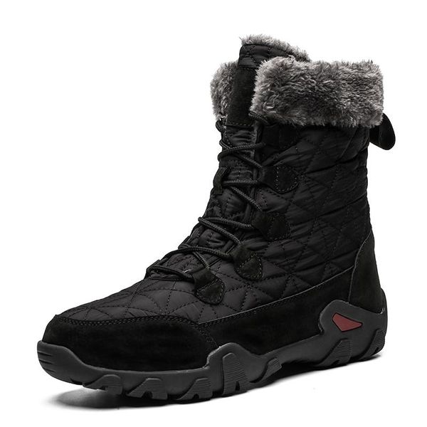 

boots botas mens winter snow large size 38-47 waterproof ankle booties shoes man male sneakers zapatos de hombre, Black