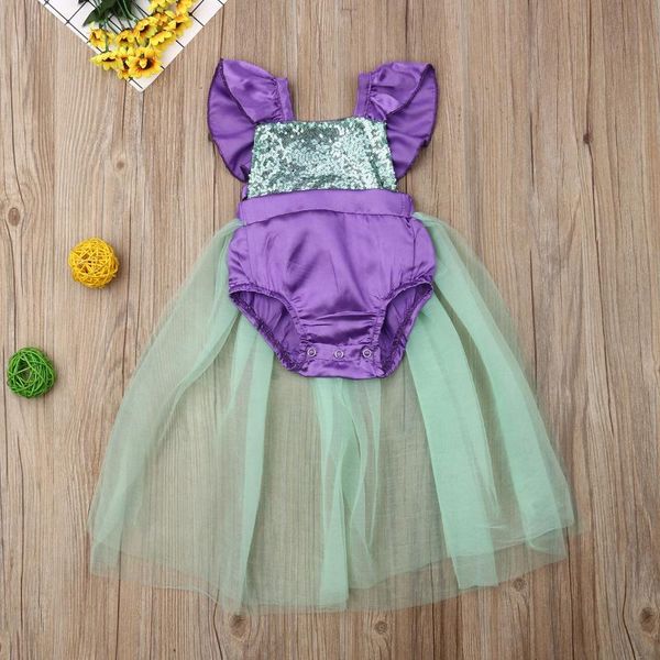 

girl's dresses usa born infant toddler baby girls clothes 2021 sequins sleeve purple romper tutu tulle dress outfits, Red;yellow