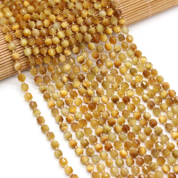 

other natural stone faceted golden tiger eye beads for jewelry making women diy necklace bracelet earrings accessories size 6mm
