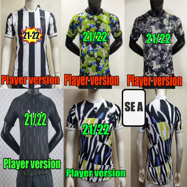 

men ronaldo dybala 21 22 juventus player version soccer jersey 2021 2022 morata kulusevski football shirt chiesa de ligt camiseta fÃºtbol tra, Black;yellow