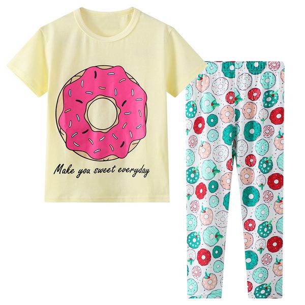 

children cartoon cotton housewear set short sleeve thin girl pajama cover, White
