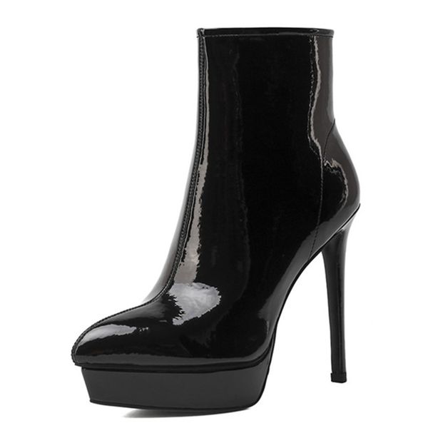 

asumer superior quality leather party shoes women's pointed of foot zip high heels woman boots, Black