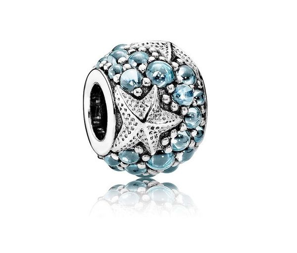 

fits pandora bracelets 20pcs silver starfish sea marine crystal enamel charm bead fit original pandora bracelets diy jewelry for women gift, Black