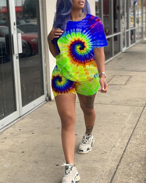 

fashion women elegant casual short sleeve print with shorts suit set 210415, White