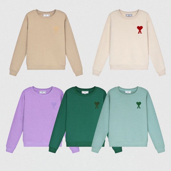 

ami pullover hooded hoodies sweatshirts crewneck streetwear pullovers hoody embroidery heart hip h op hearts long sleeve sweater embroidered, Black