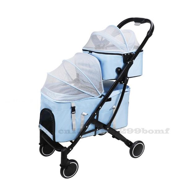 

dog car seat covers 2 layer portable folding pet cart separable four-wheeled outdoor travel light stroller carrier bearing 15kg