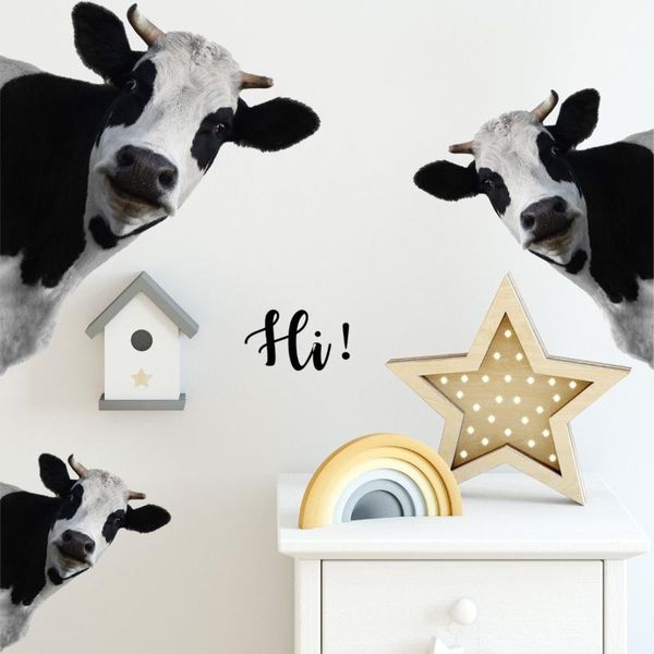

wall stickers cute animals black and white cow gum self-adhesive paste kids room kindergarten nursery decoration wallpaper