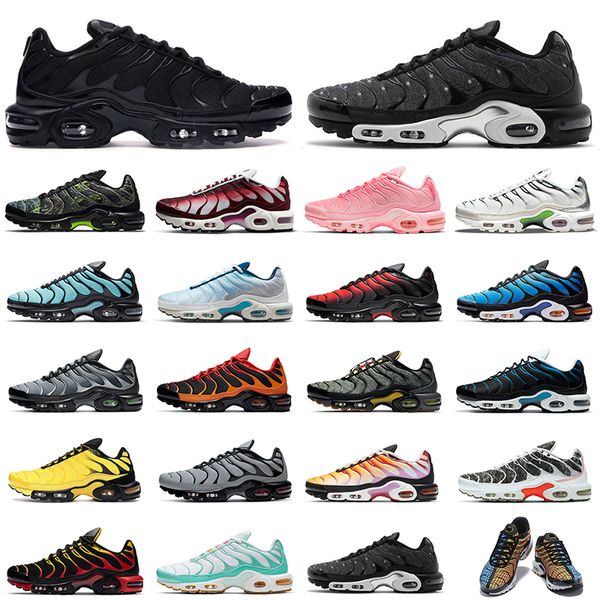 

tn plus running shoes mens triple black white sustainable neon green hyper pastel blue burgundy oreo women breathable sneakers trainers
