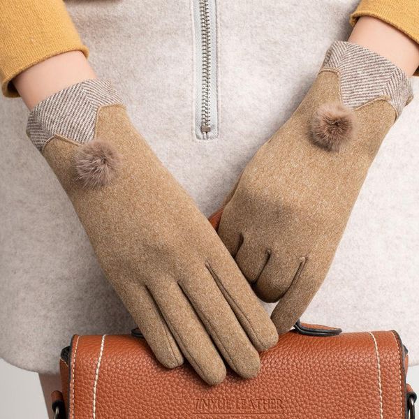 

sports gloves winter women full finger female autumn touch screen warm windproof soft cycling driving mittens single layer thin section, Black