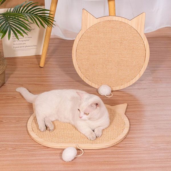 

sisal cushion pet cat scratching board mats kitten grinding claw care wooden wall mounted scratcher pad with suction cups fluffy beds & furn