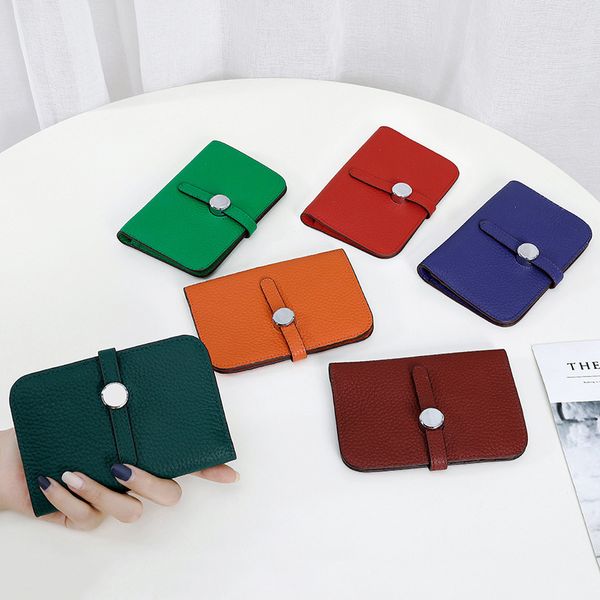 

70% off design handbag 2021 new lady's women's short leather wallet cowhide korean card bag 1e7c, Red;black